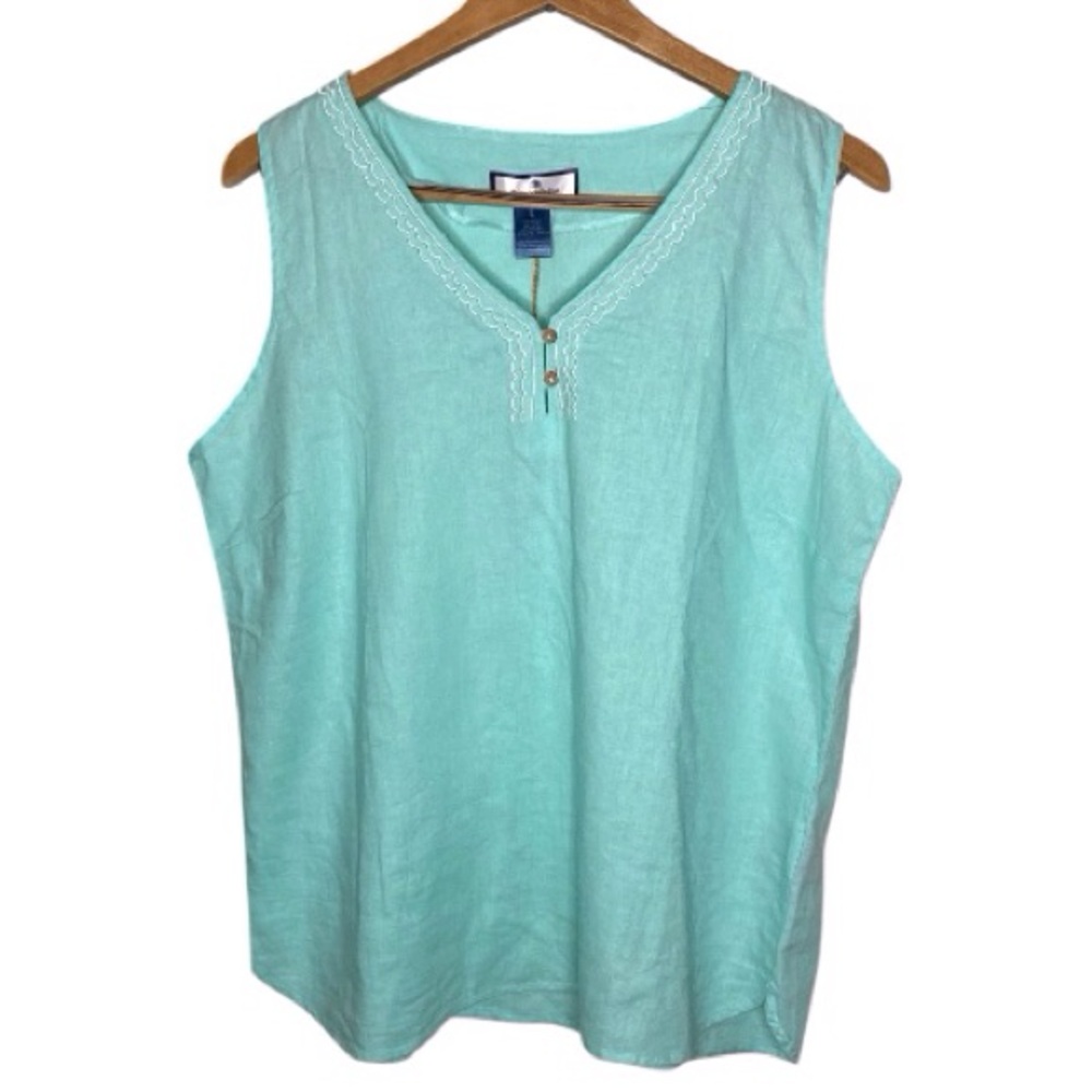Stella Parker Island Collection | NWT Pastel Green Linen Tank L